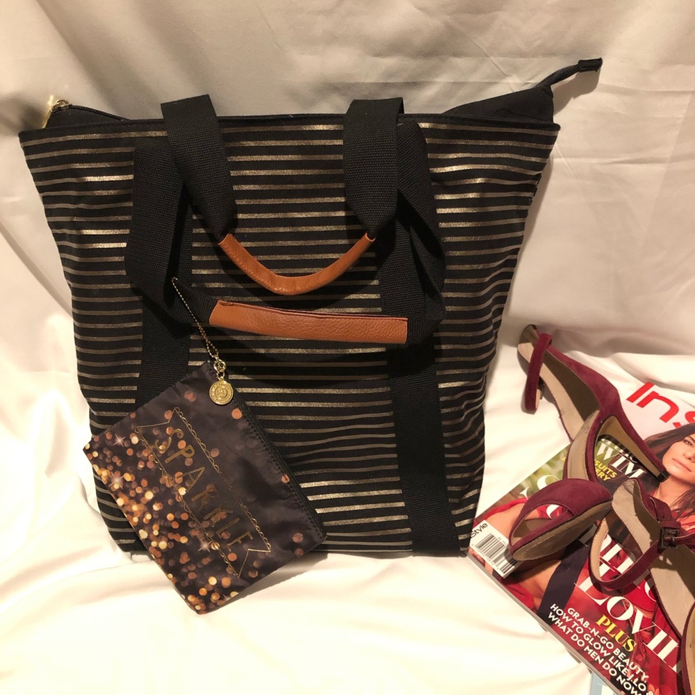 Black and Gold Stripe Tote